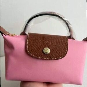 Longchamp Mini Le Pliage Pink Pouch – Elegant & Lightweight